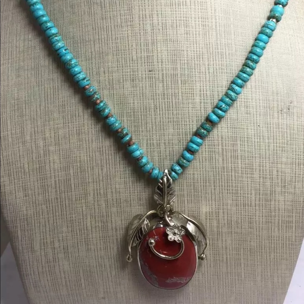 Gorgeous Mahogany Obsidian/Turquoise 22”
